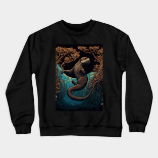 Beautiful otter ascending from the depths Crewneck Sweatshirt